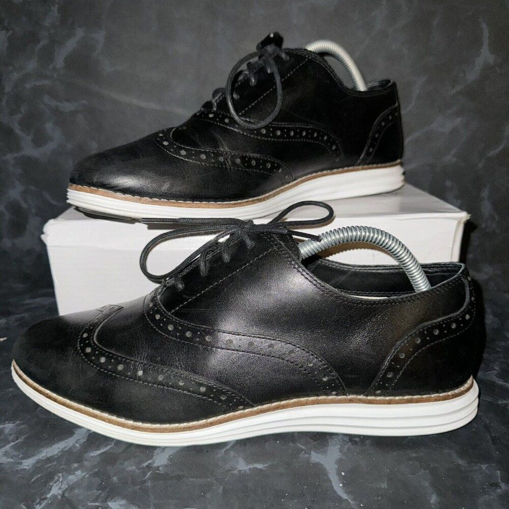 Cole Haan Black Leather Wingtip Casual Oxfords